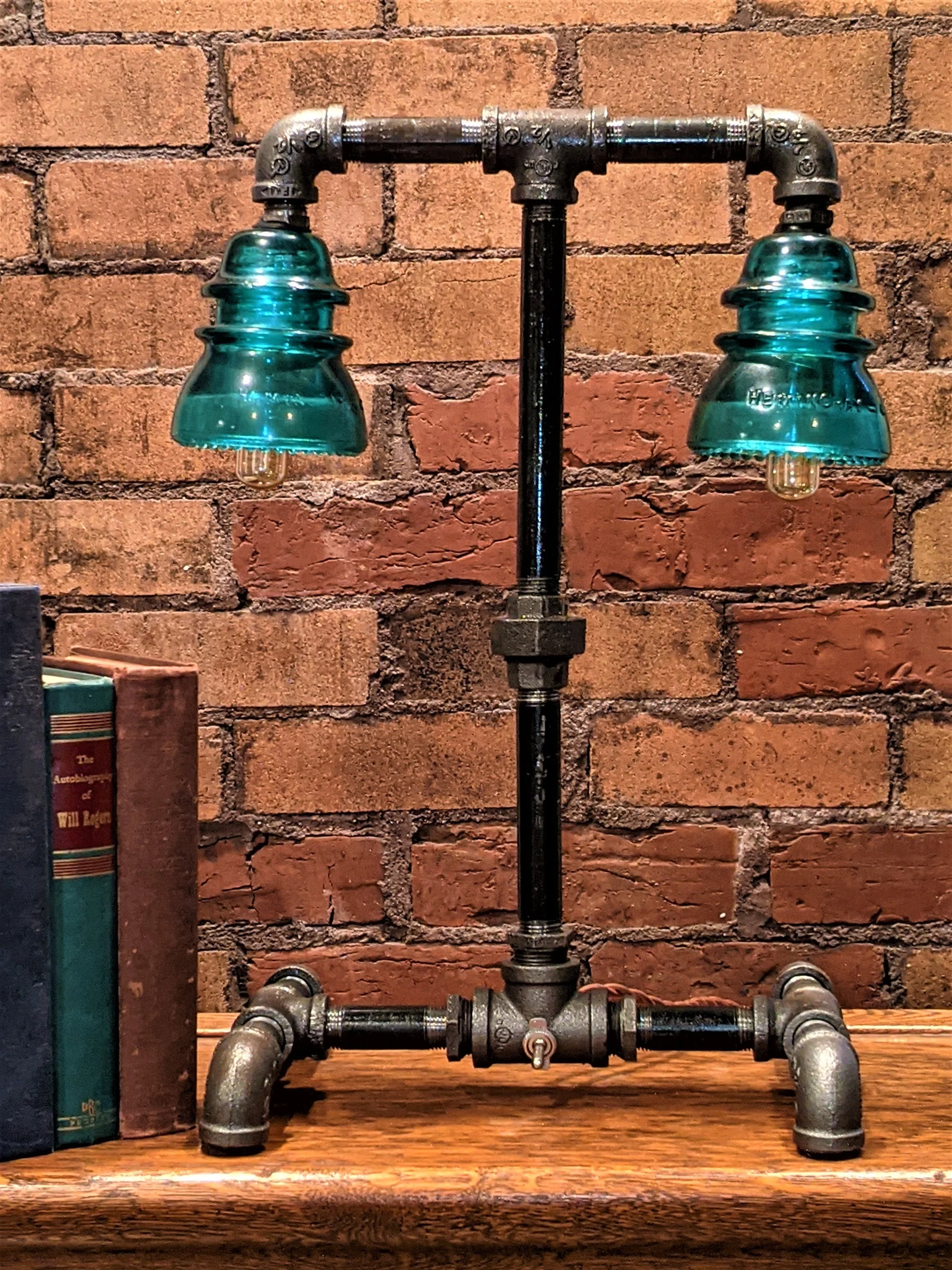 Steampunk Green Hemingway Glass Insulator Lamp for Home Decor